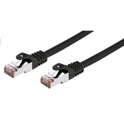 Kabel C-TECH CB-PP6F-1BK patchcord Cat6, FTP, černý, 1m