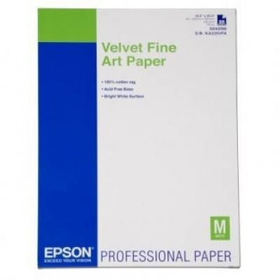 Epson S042096 Velvet Fine Art Paper, um?lecký papír, sametový, bílý, A2, 260 g/m2, 25 ks, S042096, 