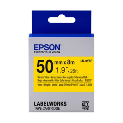 Epson LabelWorks LK-9YBVN C53S659004 50mm x 7m, černý tisk / žlutý podklad, vinylová, originální páska