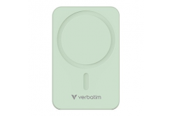 Verbatim, power banka s bezdrátovým nabíjením, 5V, nabíjení telefonu, 32224, 20000mAh, magnetické připevnění, Zelená