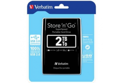 Verbatim externí pevný disk, Store N Go, 2.5", USB 3.0 (3.2 Gen 1), 2TB, 53177, černý