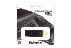 Kingston USB flash disk, USB 3.0, 128GB, DataTraveler Exodia, černý, DTX/128GB, USB A, s krytkou