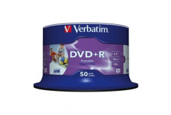 Verbatim DVD+R, Wide Inkjet Printable No ID Brand, 43512, 4.7GB, 16x, spindle, 50-pack, 12cm, pro archivaci dat