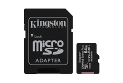 Kingston paměťová karta Canvas Select Plus, 64GB, micro SDXC, SDCS2/64GB, UHS-I U1 (Class 10), s adaptérem, A1