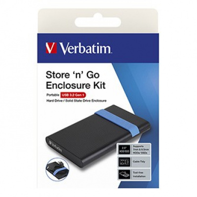 Sada krytů pro interní HDD/SSD, Verbatim, 2.5", Store,N,Go, USB 3.0 (3.2 Gen 1), 53106, černá