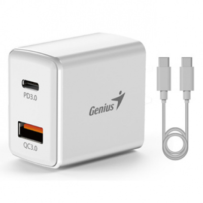 Genius Síťový adaptér 20W, 2 porty, USB-C, USB-A, PD-20ACP