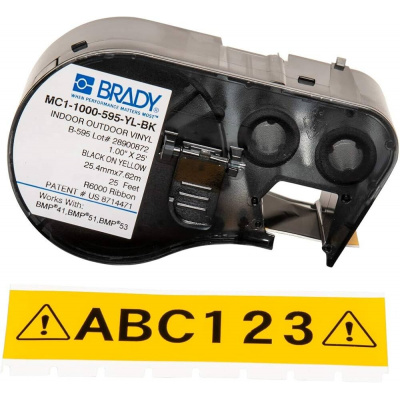 Brady M4C-500-584-YL / 170810, 12.70 mm x 6.10 m, Plastic, černý tisk / žlutý podklad