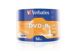 Verbatim DVD-R, Matt Silver, 43788, 4.7GB, 16x, spindle, 50-pack, bez možnosti potisku, 12cm, pro archivaci dat