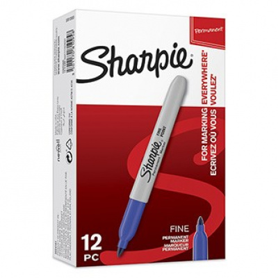 Sharpie S0810950, popisovač Fine, modrý, 12ks, 0.9mm, permanentní