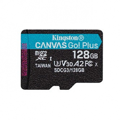 Kingston paměťová karta Canvas Go! Plus, 128GB, micro SDXC, SDCG3/128GBSP, UHS-I U3, A2, V30