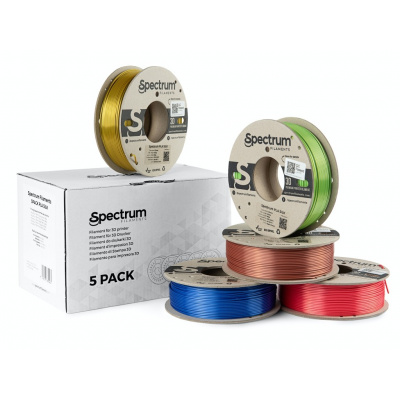 Spectrum 80750 3D filament, PLA Silk, 1,75mm, 5x250g, mix Glorious Gold, Spicy Copper, Apple Green, Ruby Red, Indigo Blue