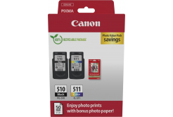 Canon PG-510/CL-511/GP-501 2970B017 barevná (color) sada originální cartridge + fotopapír