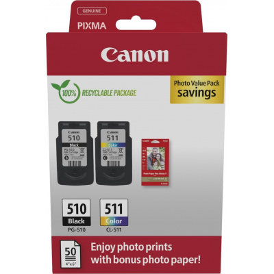 Canon PG-510/CL-511/GP-501 2970B017 barevná (color) sada originální cartridge + fotopapír