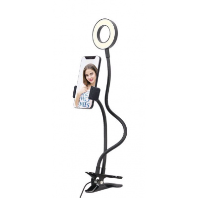 USB lampička selfie LED ring s držákem telefonu