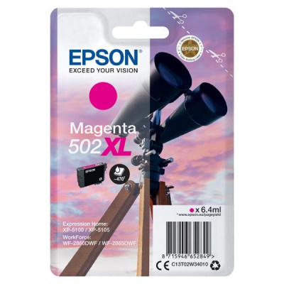 Epson 502XL T02W340 purpurová (magenta) originální cartridge