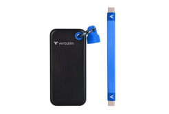 SSD Verbatim 96.1 x 45.1 x 10 mm, externí USB C 3.2 Gen 2, 1000GB, 1TB, Pocket SSD Black/Blue, 32191, M.2, obsahuje USB C kabel a 