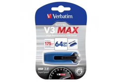 Verbatim USB flash disk, USB 3.0, 64GB, V3 MAX, Store N Go, modrý, 49807, USB A, s výsuvným konektorem