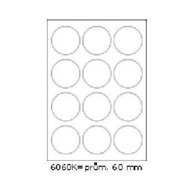 Samolepicí etikety 60 x 60 mm, 12 etiket, A4, 100 listů