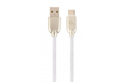 Kabel CABLEXPERT CC-USB2R-AMCM-2M-W USB 2.0 AM na Type-C kabel (AM/CM), 2m, pogumovaný, bílý, blister, PREMIUM QUALITY