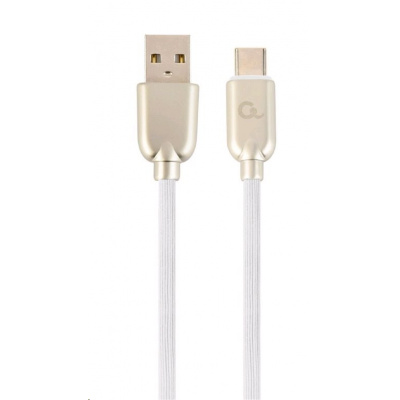 Kabel CABLEXPERT CC-USB2R-AMCM-2M-W USB 2.0 AM na Type-C kabel (AM/CM), 2m, pogumovaný, bílý, blister, PREMIUM QUALITY