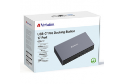 Dokovací stanice Verbatim, USB-C Pro, 17-port, HDMI, RJ45, microSD, USB-A 3.2, šedá