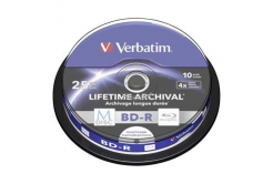 Verbatim BD-R, 25GB, cake box, 43825, 4X, 10-pack, pro archivaci dat