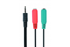 Kabel CABLEXPERT CCA-417 rozdvojka jack 3,5mm (4 pólový) na 2x3,5mm M/F, 20cm, černý