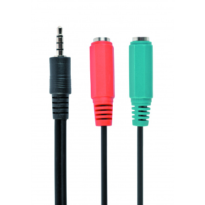 Kabel CABLEXPERT CCA-417 rozdvojka jack 3,5mm (4 pólový) na 2x3,5mm M/F, 20cm, černý