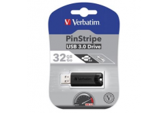 Verbatim USB flash disk, USB 3.0, 32GB, PinStripe, Store N Go, černý, 49317, USB A, s výsuvným konektorem