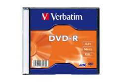 Verbatim DVD-R, Matt Silver, 43547, 4.7GB, 16x, slim box, 1 ks, bez možnosti potisku, 12cm, pro archivaci dat