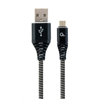 Kabel CABLEXPERT CC-USB2B-AMmBM-1M-BW USB 2.0 AM na MicroUSB (AM/BM), 1m, opletený, černo-bílý, blister, PREMIUM QUALITY