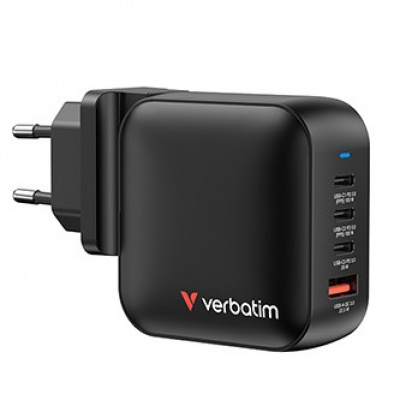 GaN cestovní nabíječka do sítě Verbatim, USB 3.0, USB C, šedá, 65 W, vyměnitelné vidlice C,G,A