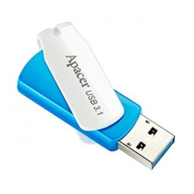 Apacer USB flash disk, USB 3.0, 64GB, AH357, modrý, AP64GAH357U-1, USB A, s otočnou krytkou