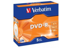 Verbatim DVD-R, Matt Silver, 43519, 4.7GB, 16x, jewel box, 5-pack, bez možnosti potisku, 12cm, pro archivaci dat