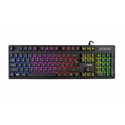 Polomechanická herní klávesnice C-TECH Iris (GKB-08), casual gaming, CZ/SK, duhové podsvícení, USB