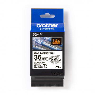 Brother TZ-SL261 / TZe-SL261 Pro Tape, 36mm x 8m, černý tisk / bílý podklad, originální páska