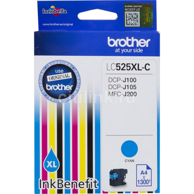 Brother LC-525XLC azurová (cyan) originální cartridge