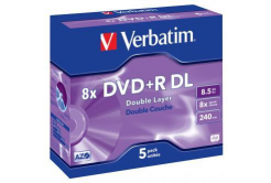 Verbatim DVD+R DL, Double Layer Matt Silver, 43541, 8.5GB, 8x, jewel box, 5-pack, bez možnosti potisku, 12cm, pro archivaci dat