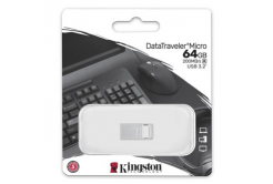 Kingston USB flash disk, USB 3.0, 64GB, DataTraveler Micro G2, stříbrný, DTMC3G2/64GB, USB A