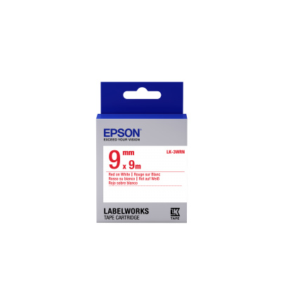 Epson LabelWorks LK-3WRN C53S653008 9mm x 9m, červený tisk / bílý podklad, originální páska