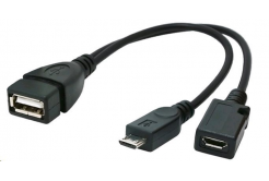 Kabel CABLEXPERT A-OTG-AFBM-04 USB AF/micro BM + micro BF, OTG + dobíjení, 15cm, pro tablety a smartphone