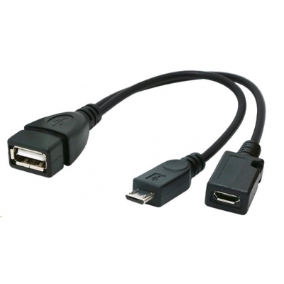 Kabel CABLEXPERT A-OTG-AFBM-04 USB AF/micro BM + micro BF, OTG + dobíjení, 15cm, pro tablety a smartphone