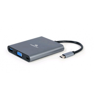 Kabel CABLEXPERT USB-C 6-in-1 multi-port adapter (Hub3.1 + HDMI + VGA + PD + čtečka karet + stereo audio)