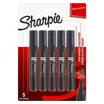 Sharpie S0187958, popisovač W10, černý, 5ks, 1.5-5mm, permanentní, blistr