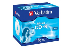 Verbatim CD-R Audio, 43365, Music CD-R, 10-pack, 16x, 80min., 12cm, bez možnosti potisku, jewel box, pro archivaci dat