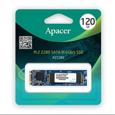 Interní disk SSD Apacer M.2 SATA III, interní M.2 SATA III, 120GB, AST280, AP120GAST280-1, 500 MB/s-R, 470 MB/s-W