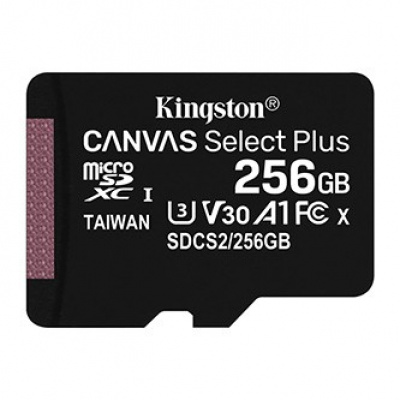 Kingston paměťová karta Canvas Select Plus, 256GB, micro SDXC, SDCS2/256GBSP, UHS-I U1 (Class 10), A1