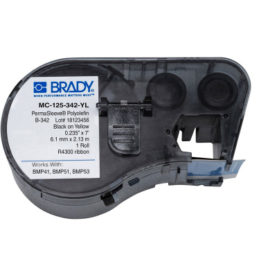 Brady MC-125-342-YL / 143231, Labelmaker PermaSleeve Wiremarker Sleeves, x 6.00 mm2.13 m