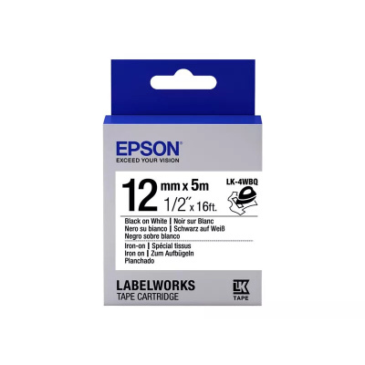 Epson LabelWorks LK-4WBQ C53S654024 12mm x 5m, černý tisk / bílý podklad, zažehlovací, originální páska