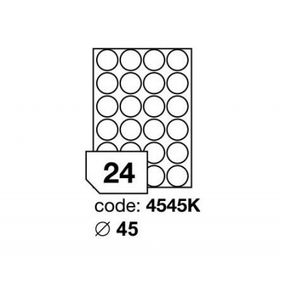 Samolepicí etikety kulaté 45 mm, 24 etiket, A4, 100 listů